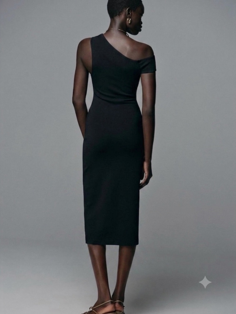 Zara Black One-Shoulder Sheath Dress - Picture 2 of 8